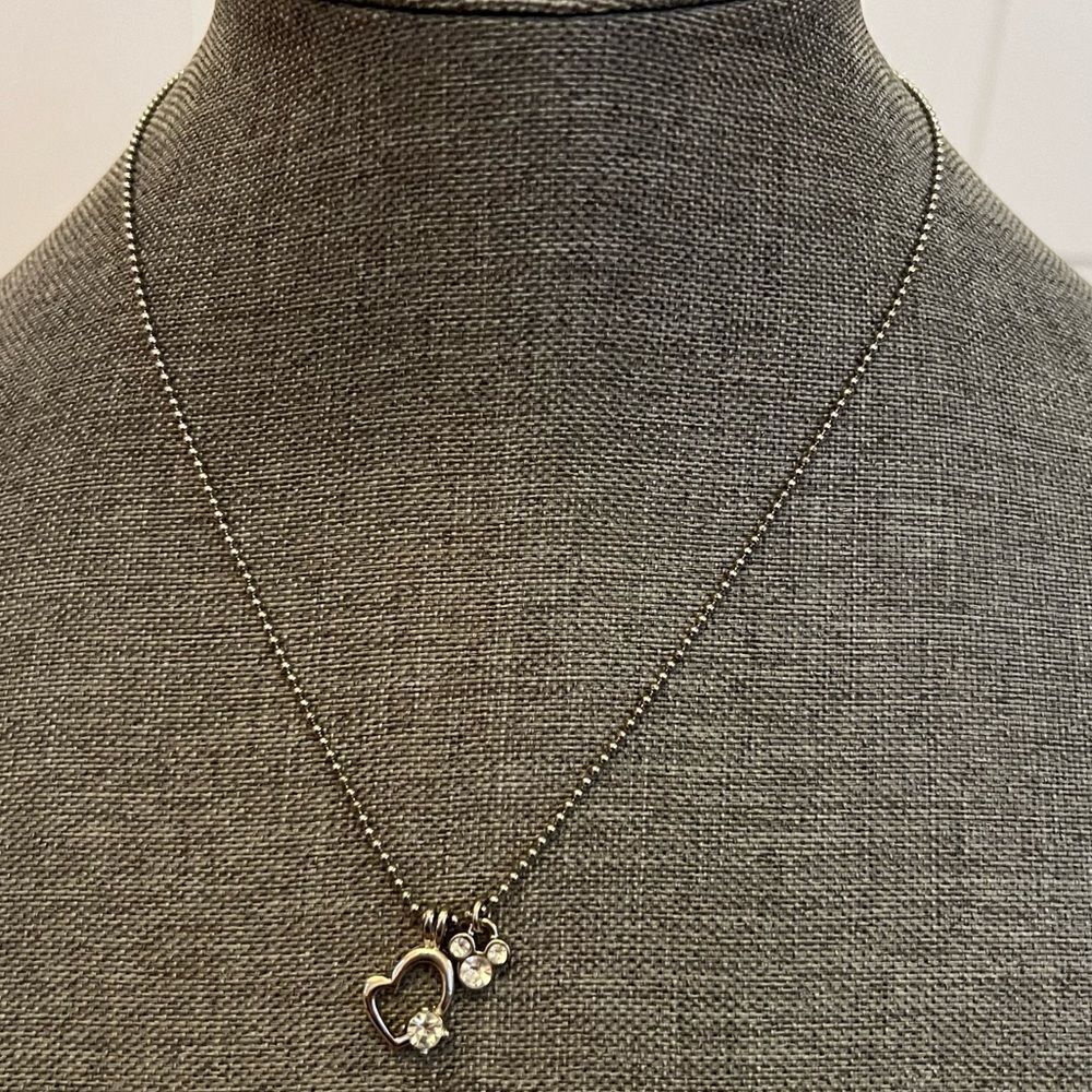 Disney Mickey Mouse Jewel Studded Charm Heart Necklace